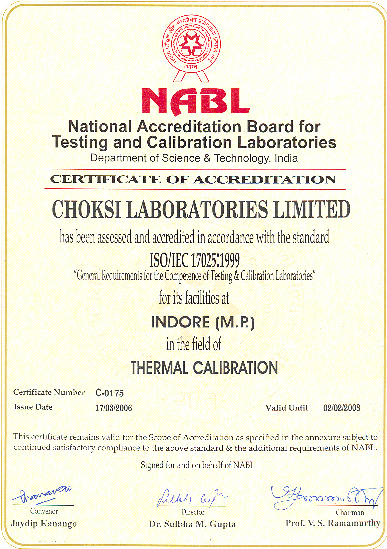 CHOKSI LABS LTD. India Pharmaceutical & Food Analysis